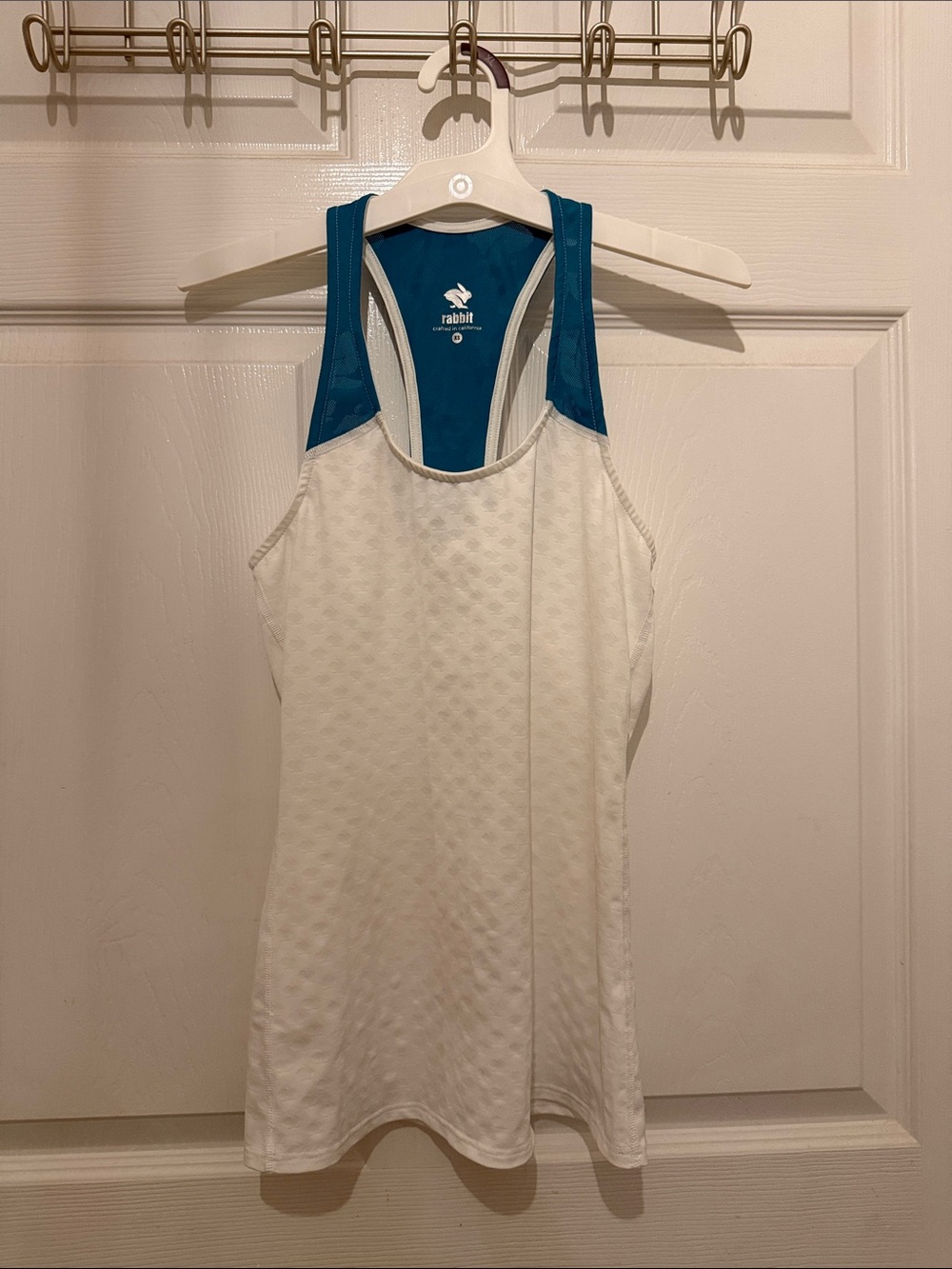Rabbit Women's White Tank with Teal Racerback